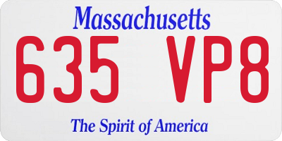 MA license plate 635VP8