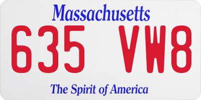 MA license plate 635VW8