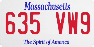 MA license plate 635VW9