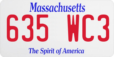 MA license plate 635WC3
