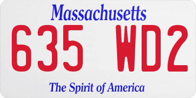 MA license plate 635WD2