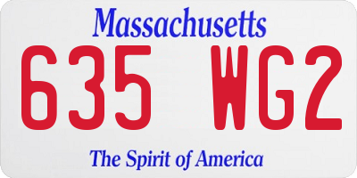 MA license plate 635WG2