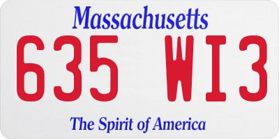 MA license plate 635WI3