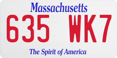 MA license plate 635WK7
