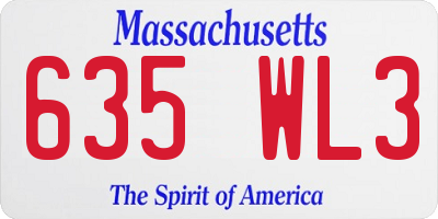 MA license plate 635WL3