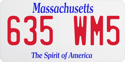 MA license plate 635WM5