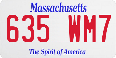 MA license plate 635WM7