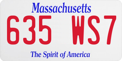 MA license plate 635WS7
