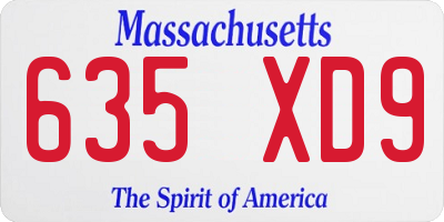 MA license plate 635XD9