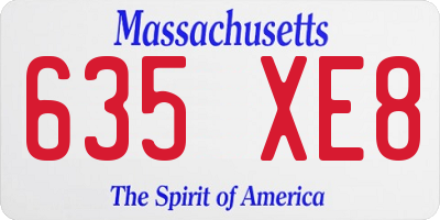 MA license plate 635XE8