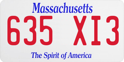 MA license plate 635XI3