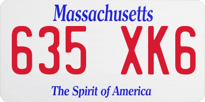 MA license plate 635XK6