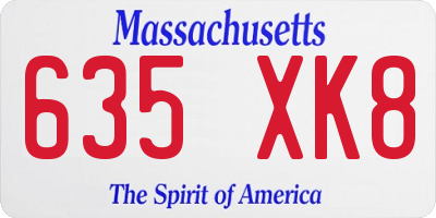 MA license plate 635XK8