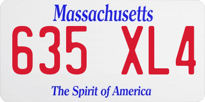 MA license plate 635XL4