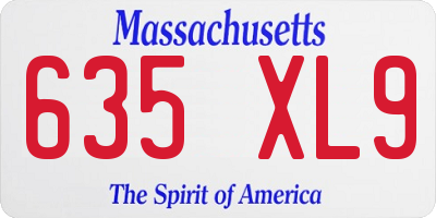 MA license plate 635XL9