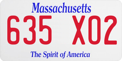 MA license plate 635XO2