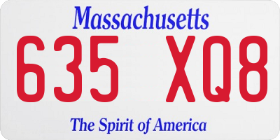 MA license plate 635XQ8
