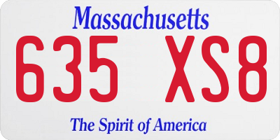 MA license plate 635XS8