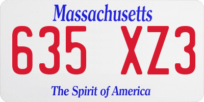 MA license plate 635XZ3