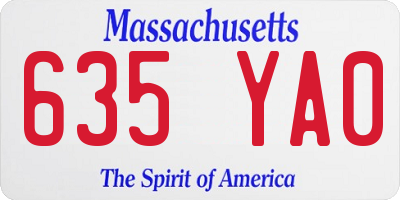 MA license plate 635YA0