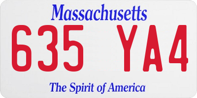 MA license plate 635YA4