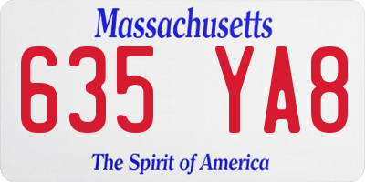 MA license plate 635YA8