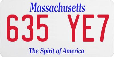 MA license plate 635YE7
