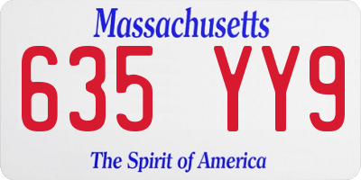 MA license plate 635YY9