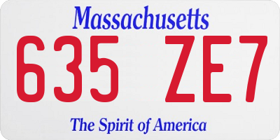 MA license plate 635ZE7