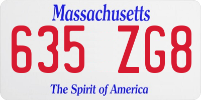 MA license plate 635ZG8