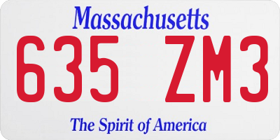 MA license plate 635ZM3