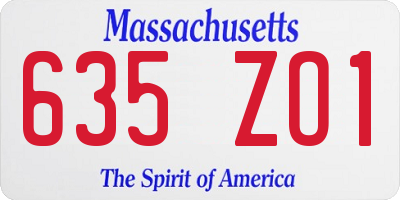 MA license plate 635ZO1