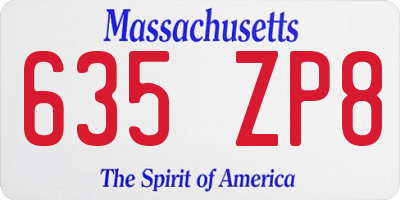 MA license plate 635ZP8