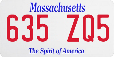 MA license plate 635ZQ5