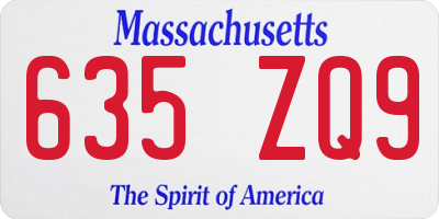 MA license plate 635ZQ9