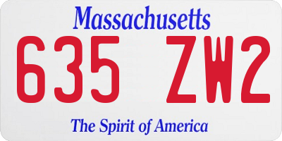 MA license plate 635ZW2