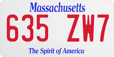 MA license plate 635ZW7