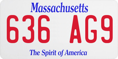 MA license plate 636AG9