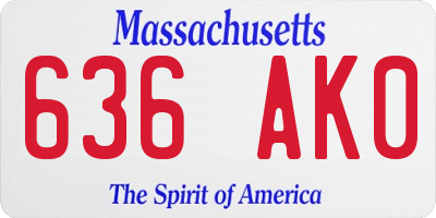 MA license plate 636AK0