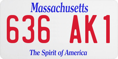 MA license plate 636AK1