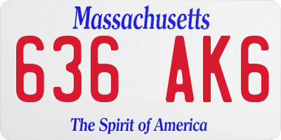 MA license plate 636AK6