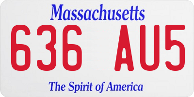 MA license plate 636AU5