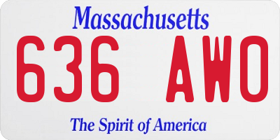 MA license plate 636AW0