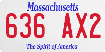 MA license plate 636AX2