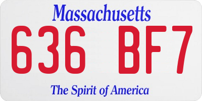 MA license plate 636BF7