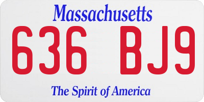 MA license plate 636BJ9