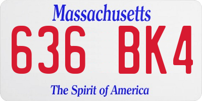 MA license plate 636BK4