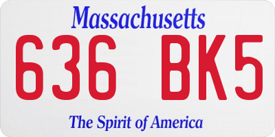 MA license plate 636BK5