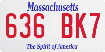 MA license plate 636BK7