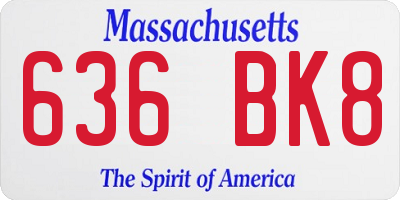 MA license plate 636BK8
